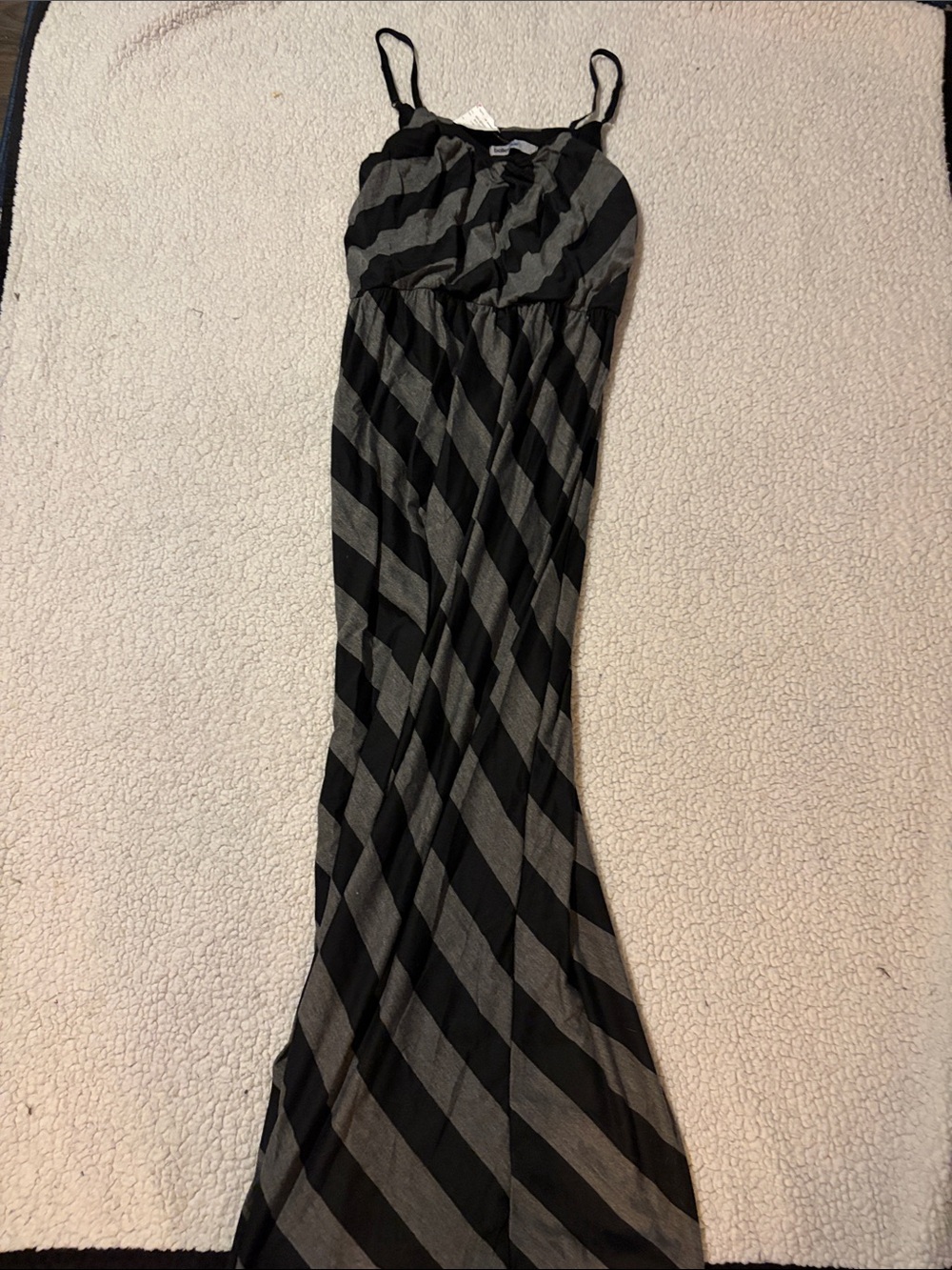 bailey blue Black and Gray Striped Maxi Dress